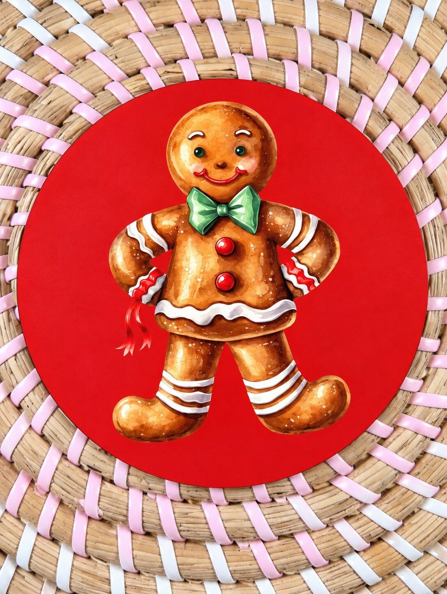 Gingerbread Man Christmas Coaster – Festive Gingerbread Gift – Handmade