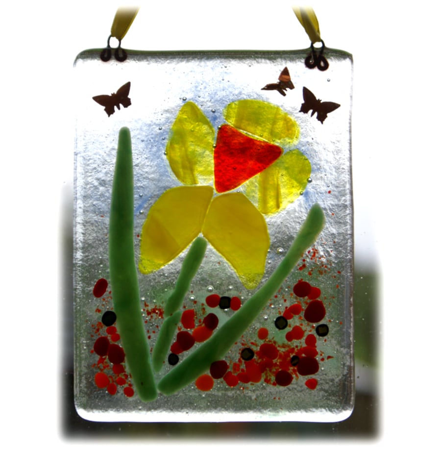 Daffodil Picture Fused Glass Flower 001 