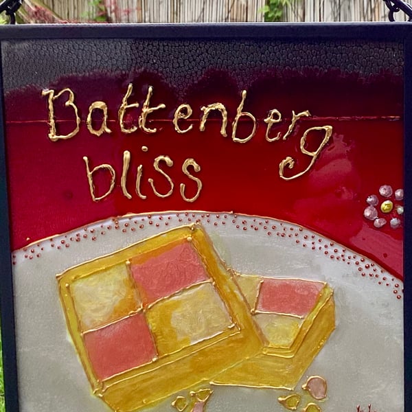 Battenberg bliss - quirky art , wedding gift , birthday, cake lover , cake shop 