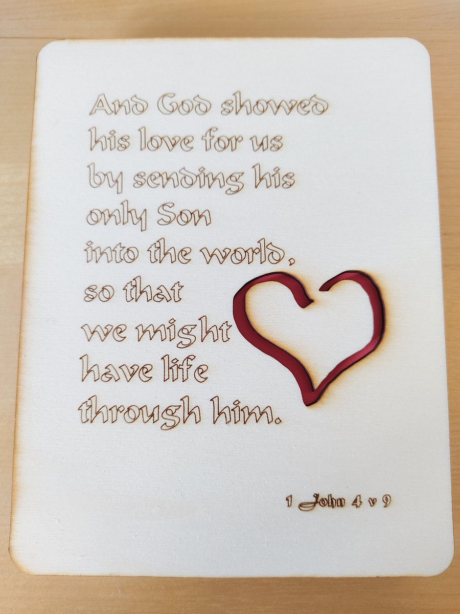 Bible verse Christmas card & wooden laser-cut heart.