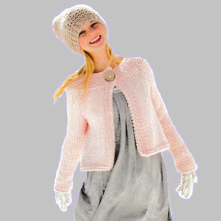 VINTAGE KNITTING PATTERN PDF Ladies One Button Wonder Cardigan