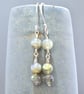 Iridescent Labradorite Gemstone Minimalist Dangle Drop Sterling Silver Earrings