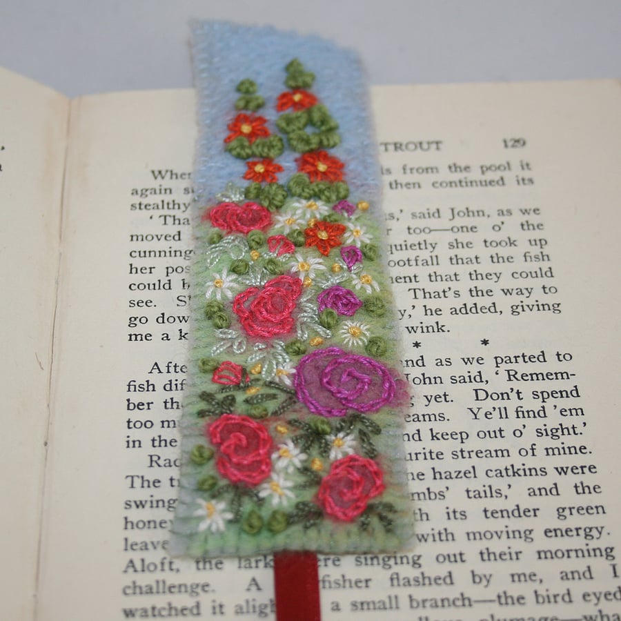 Embroidered Bookmark - Cottage Garden