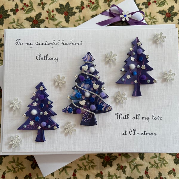 Personalised  Christmas Card Gift Boxed Husband Wife Boyfriend Fiancé Any Text