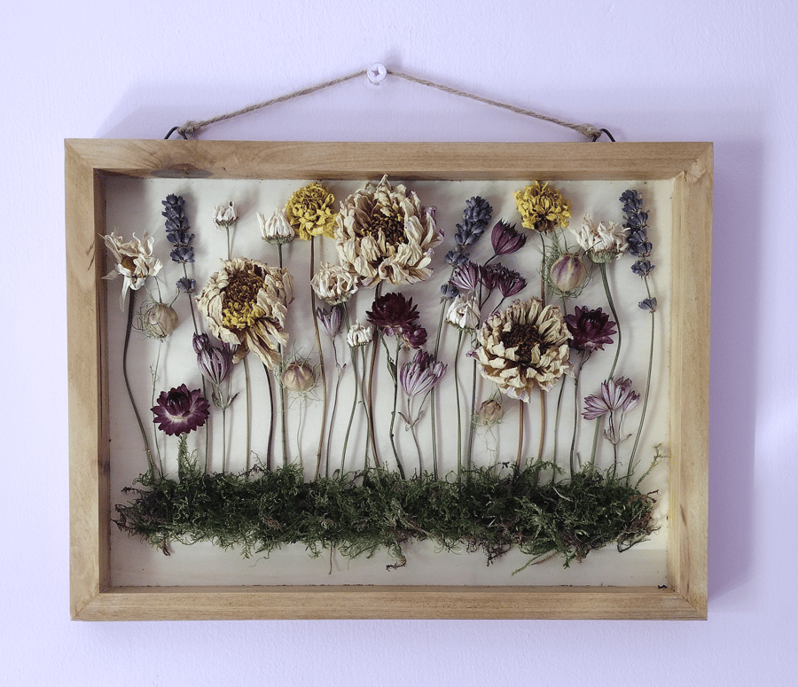 Dried flower wooden frame wall art