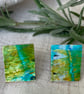 Bright Blue Green Stainless steel post earrings  - Image 2