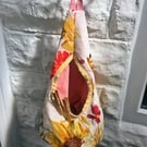 Flowers and Butterflies Cotton Peg Bag, Lined Yellow Storage Bag for Pegs,