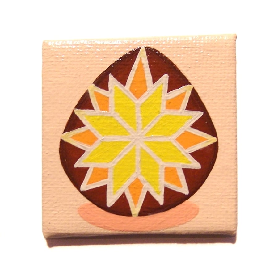 Egg Magnet - Hand painted magnet with traditional Ukrainian pysanka design