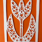 Folk-art tulip framed papercut