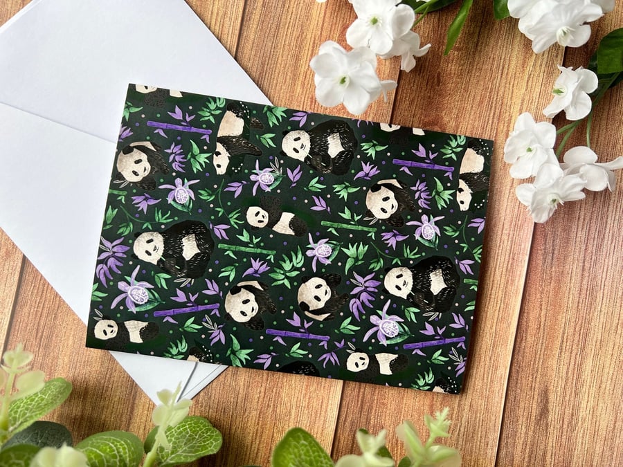 A6 Panda Greetings Card special occasions, birthday card, thank you card, panda 