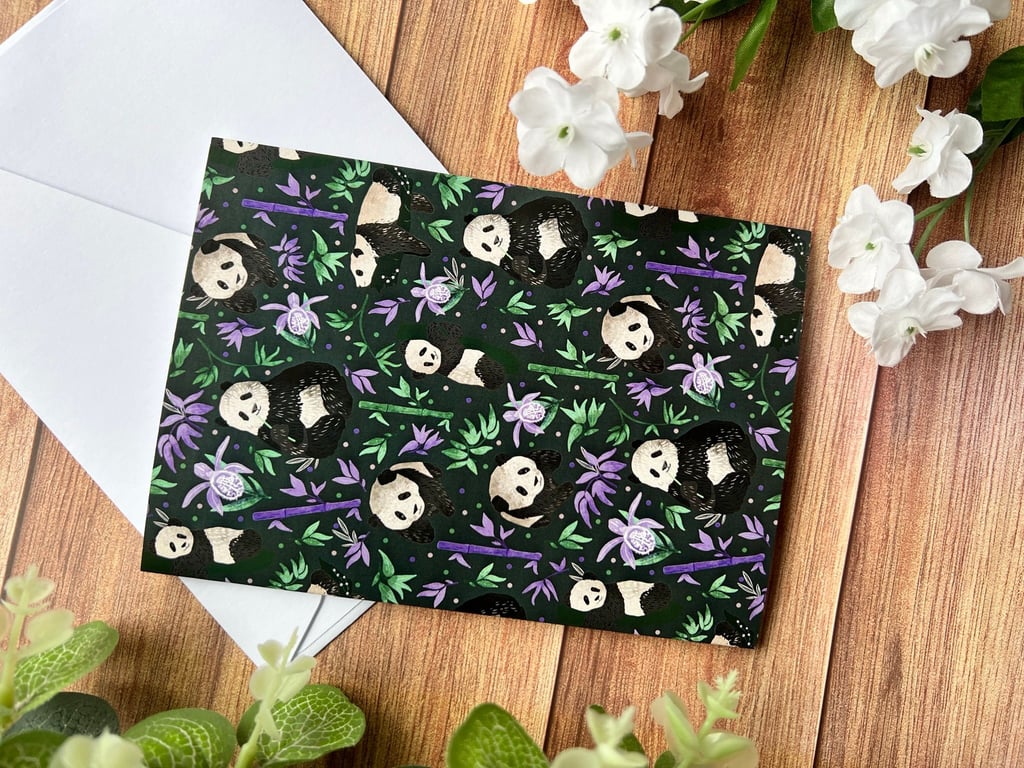 A6 Panda Greetings Card special occasions, birthday card, thank you card, panda 