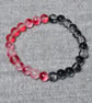 Frosted-Red-Gold & Black-Clear Crackle Glass Bead Elastic Half and Half Bracelet - Image 3