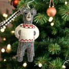Christmas Jumper Felt Bear Decoration 