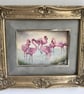 Flamingos. Framed Handpainted Bone China Plaque 
