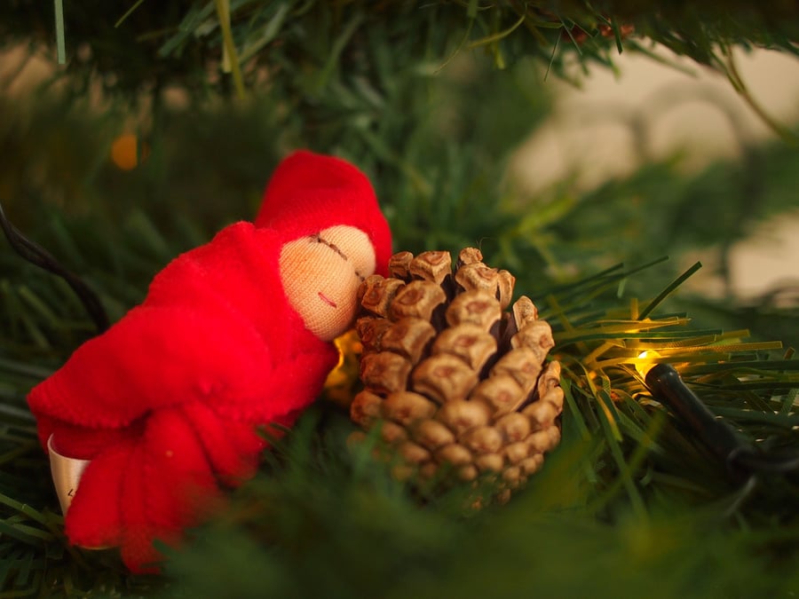 Tiny Waldorf doll - Christmas doll - baby's first christmas - stocking filler