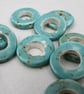 10 Medium Eggshell Blue Glazed Ceramic Donut Beads - Image 4