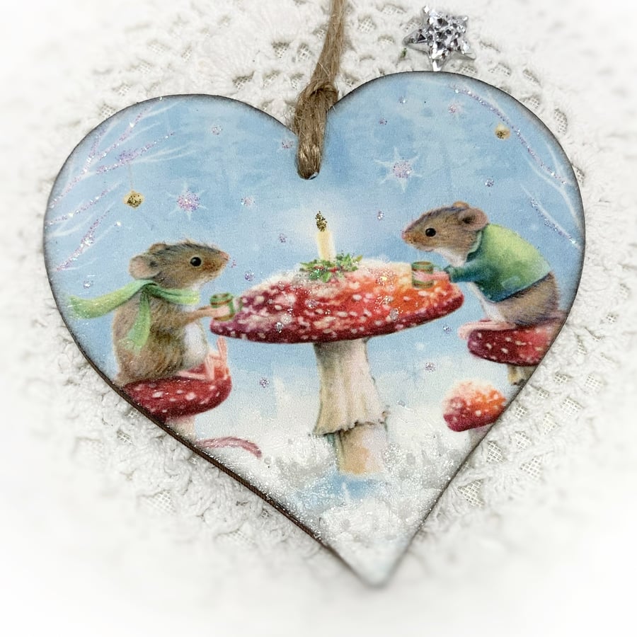 Little Mice and Toadstool Christmas Decorations