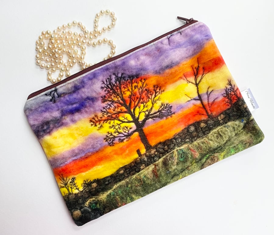 Sunset velvet makeup, Jewellery, toiletries bag, pencil case or kindle pouch.