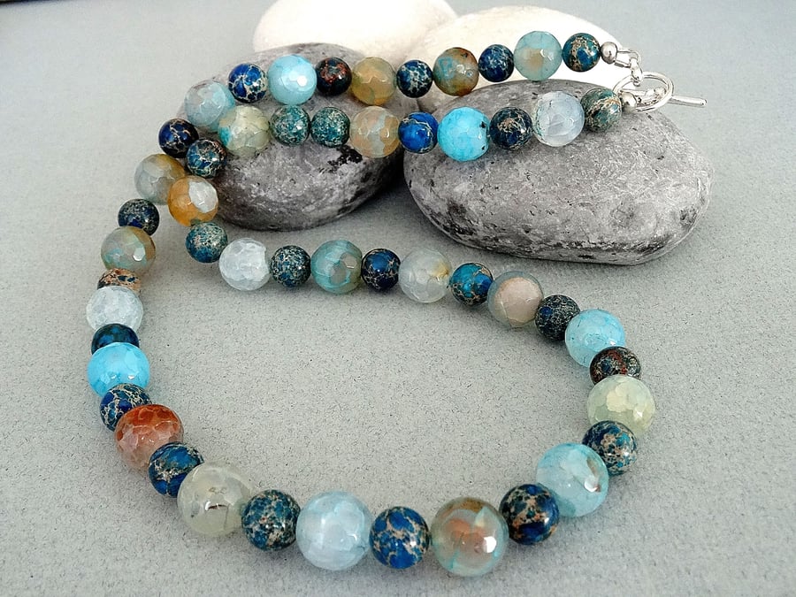 Faceted Agate & Impression Jasper Necklace
