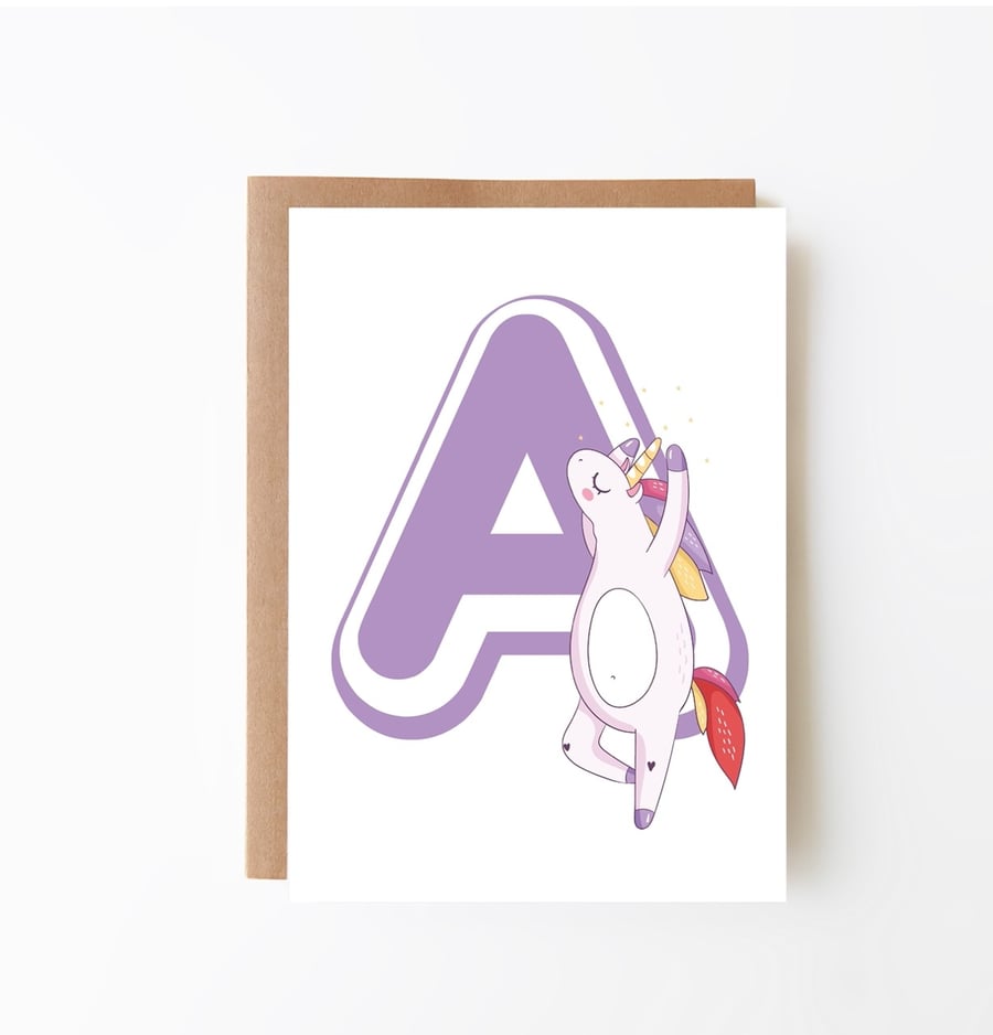 Letter Funky Dancing Unicorn 1 Greeting Card