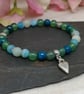 Mala bracelet with 27 blue and green agate and chrysocolla gemstones with hearts - Image 8