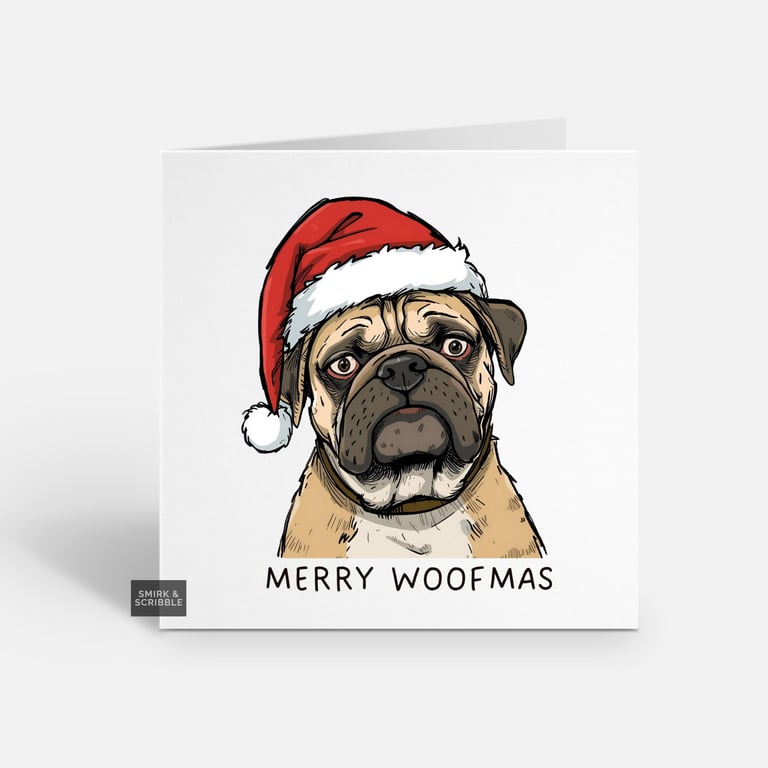 Unique Funny Christmas Card For Him Or Her - Cute Dog Xmas Greeting - Woof