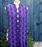 Crochet Stripey Scarf in Sparkly Purple and plain Purple - Image 3