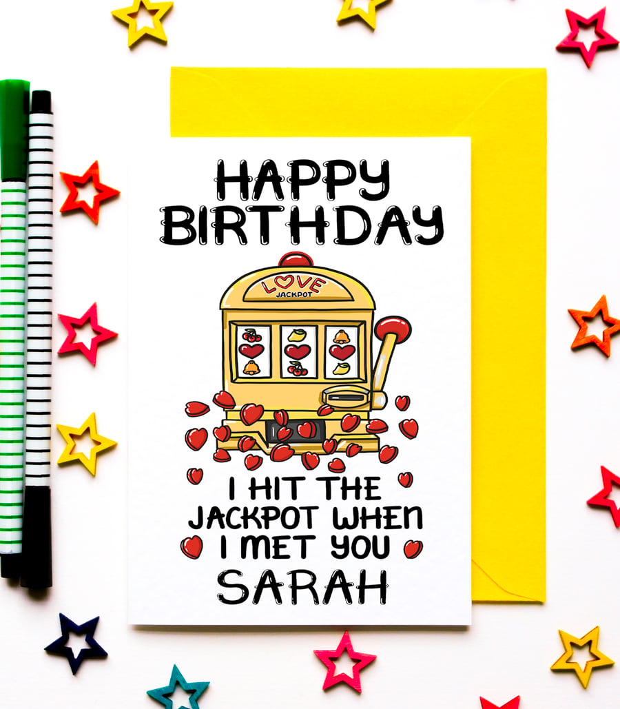 Personalised Casino Birthday Card For Wife, Husband, Boyfriend, Girlfriend