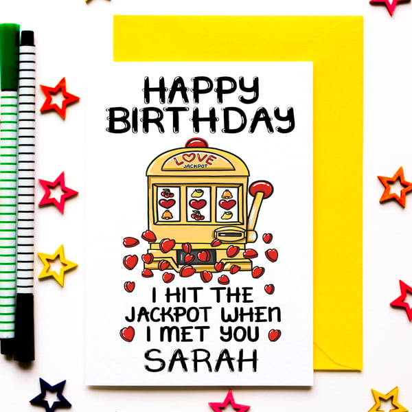 Personalised Casino Birthday Card For Wife, Husband, Boyfriend, Girlfriend