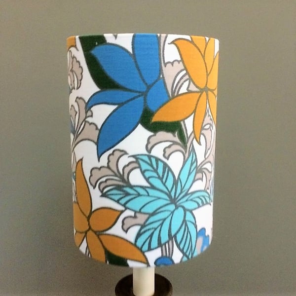 Funky Floral 70s BLUE YELLOW Guinevere Bernard Wardle Vintage Fabric Lampshade