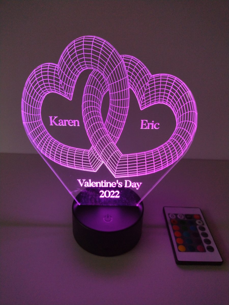 Personalised valentines heart with names ,Led colour changing lights, 