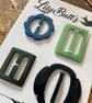4 Vintage Small Buckles & Slides- Green Black and Blue - Image 2
