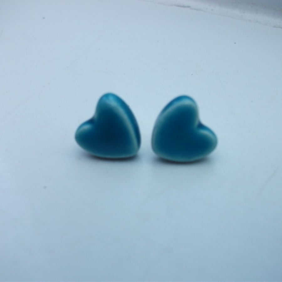 Tiny Turquoise Heart Stud Earrings