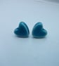 Tiny Turquoise Heart Stud Earrings - Image 1