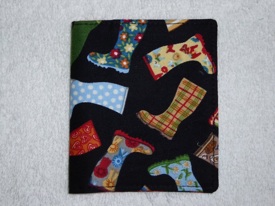 Flip Card Wallet. Wellington Boot Print Fabric