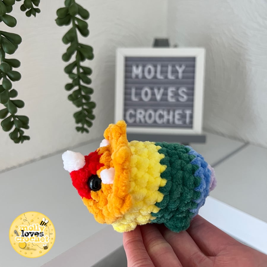 Mini Crochet Rainbow Triceratops Plushie