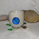Concrete candle jar - Blue sea glass - Vanilla
