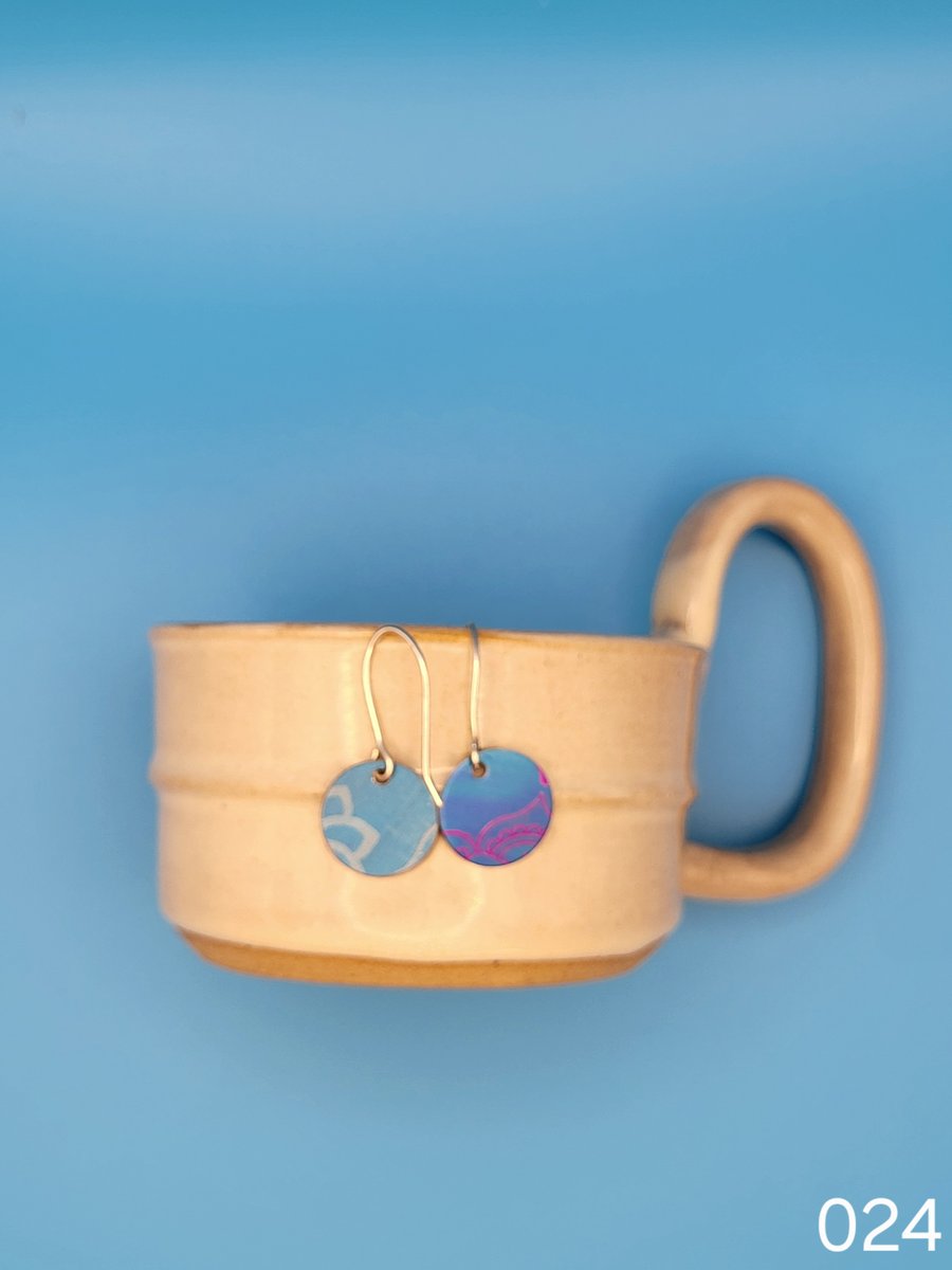 Handmade Aluminium and Silver Reversible Earrings - 024