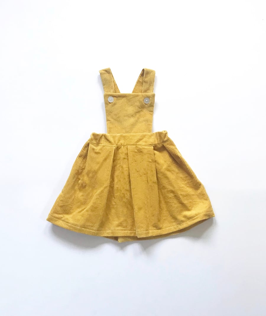 Girls Yellow Dress - Yellow Corduroy Pinafore - Girls Dresses - Dungaree Dress