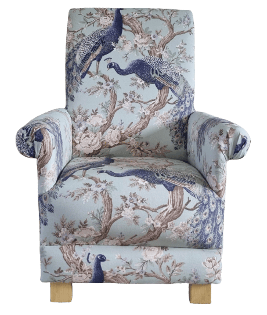 Laura Ashley Belvedere Duck Egg Fabric Adult Chair Armchair Peacocks Accent 