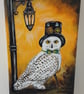Steampunk style Snowy Owl Original acrylic painting on stretched canvass.   - Image 5