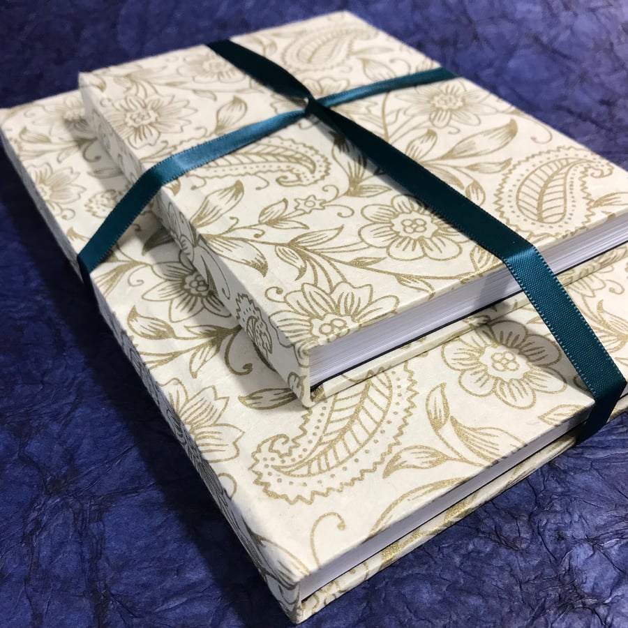 Gift Set of matching A5 and A6 Notebooks with handmade paper cover
