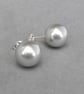 12mm Large Silver Pearl Stud Earrings - Chunky Light Grey Studs - Gift Ideas  - Image 5