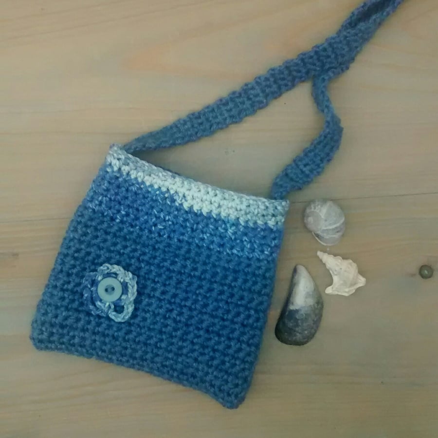 Girl's Crocheted Bag, Small Blue Bag