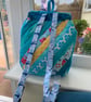 Blue patchwork cotton rucksack - Image 2