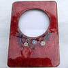 Enamelled photo frame in copper with molten glass flowers -RED