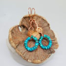 Copper & Turquoise Heishi Bead Earrings Twist Boho Dangles