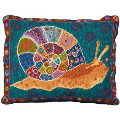 Ruth's Snail Tapestry Cushion Kit, Counted Cross Stitch, Needlepoint, Pillow Kit