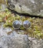 Silver and sapphire round stud earrings  - Image 3