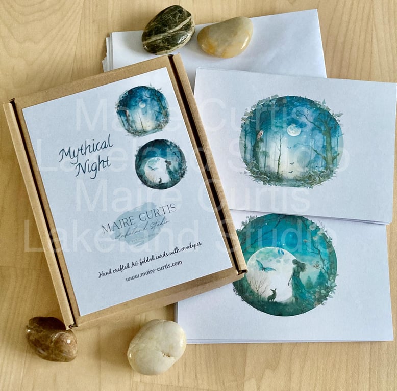Mythical Night Set of 8 A6 Folded cards with envelopes in Gift box